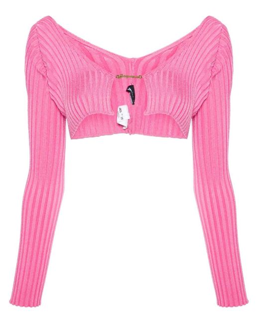 Cardigan La Maille à design nervuré Jacquemus en coloris Pink