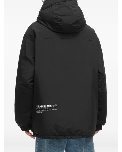 Alpha Industries Black Hooded Padded Jacket for men