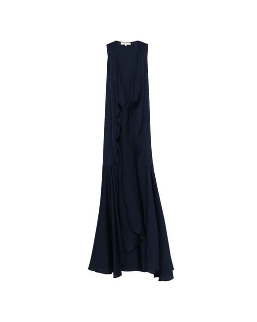 Silk95five Blue Shangri Tie-Detail Asymetric Dress