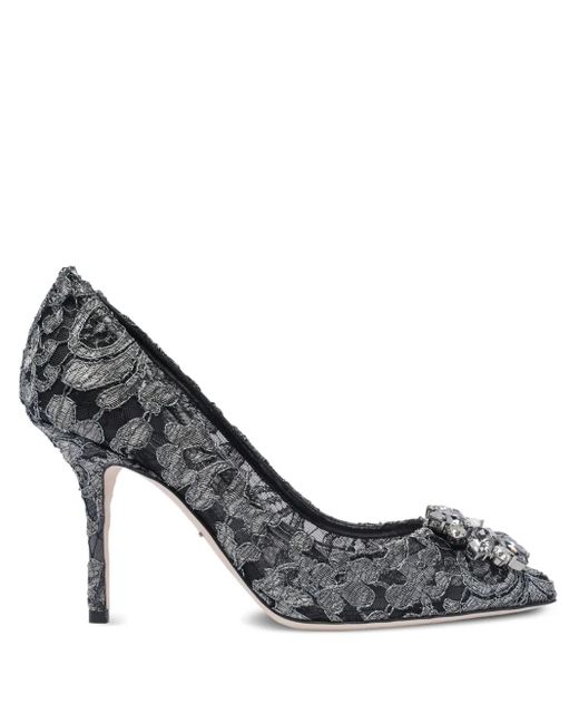 Dolce & Gabbana Natural Bellucci Lace Brooch-Detail Pumps