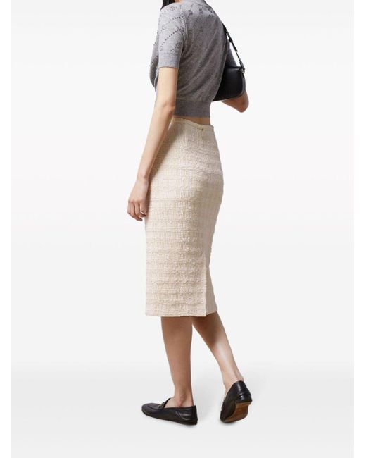 Falda midi con placa del logo Gucci de color Natural