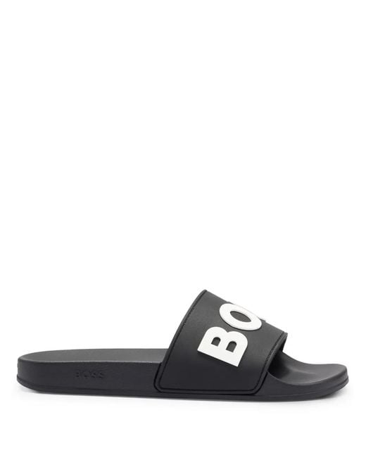 Boss Black Logo-Emed Open-Toe Slides for men