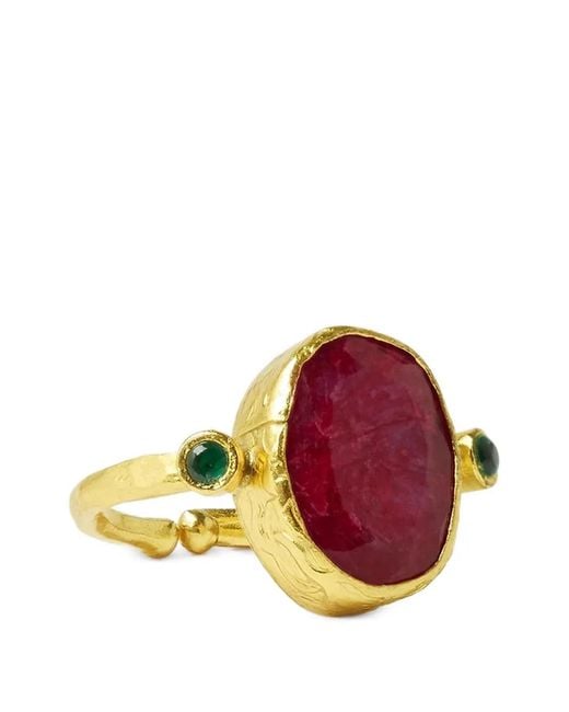 Ottoman Hands Metallic Lucia Ruby Cocktail Rings