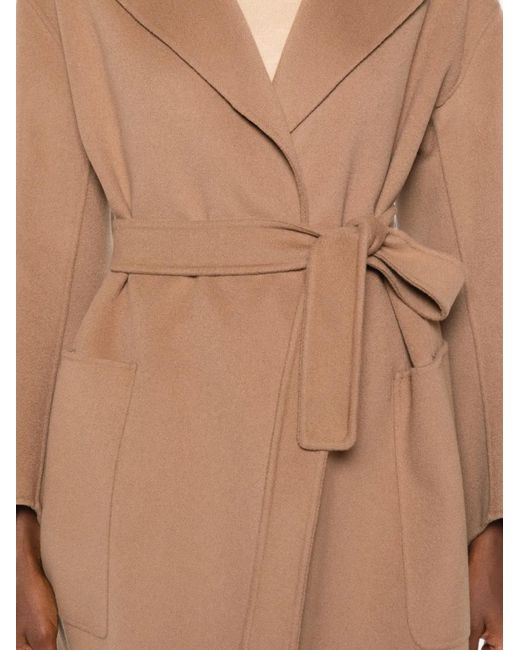 Max Mara Natural Velo Belted Notch-Lapel Coat