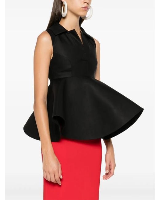 Jacquemus Black Peplum Wool-Silk Sleeveless Top