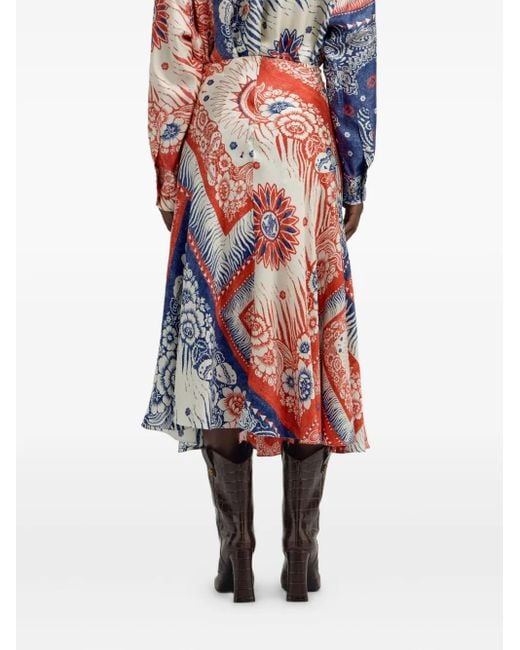 Roberto Cavalli Blue Midirock mit Bandana-Print