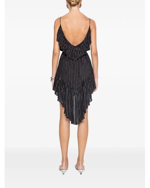 Nissa Black Ruffle-Trim Viscose Mini Dress