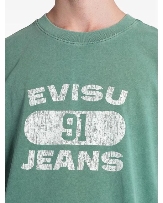 Evisu Green Graphic-Print T-Shirt for men