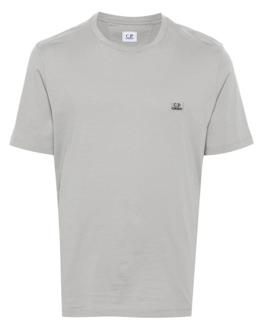 C P Company Gray Logo-appliqué Cotton T-shirt for men