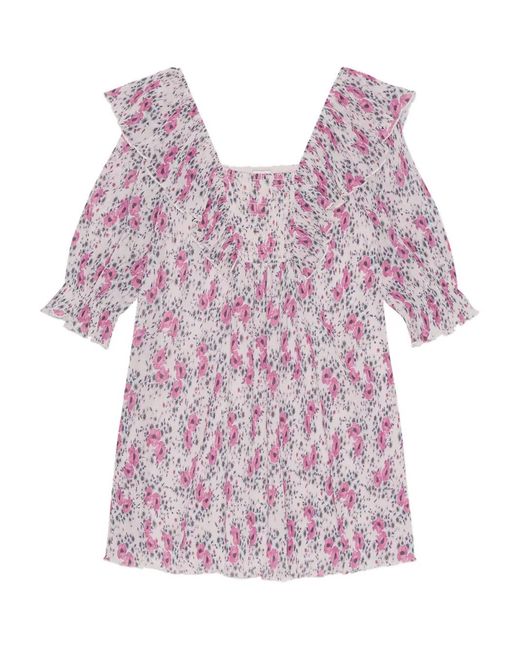 Ganni Pink Pleated Ruffled Dress