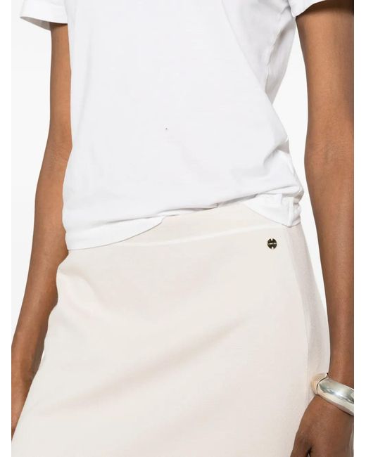 Marc Cain White Button-Detail Midi Skirt