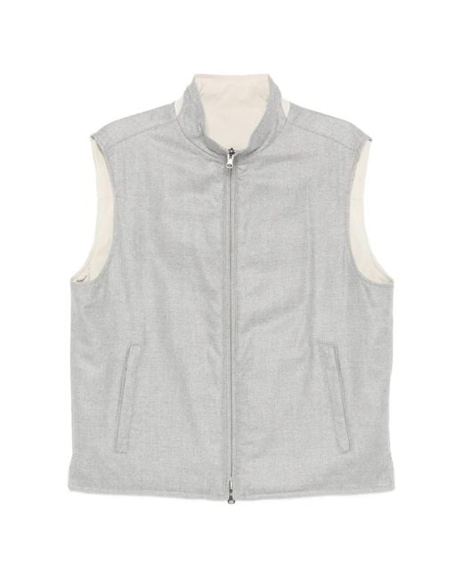 N.Peal Cashmere Wendbare Weste Mit Reißverschluss in Gray für Herren