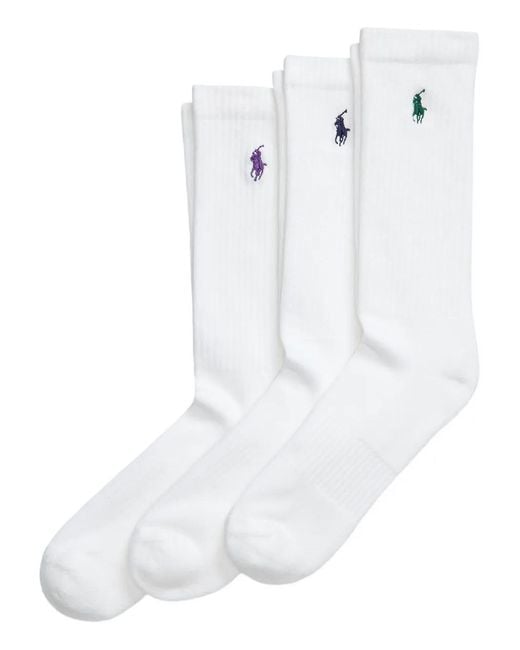 Polo Ralph Lauren White Logo-Embroidered Crew Socks (Pack Of Three) for men