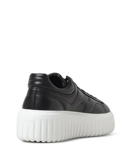 Hogan White H-Stripes Logo-Patch Platform Sneakers