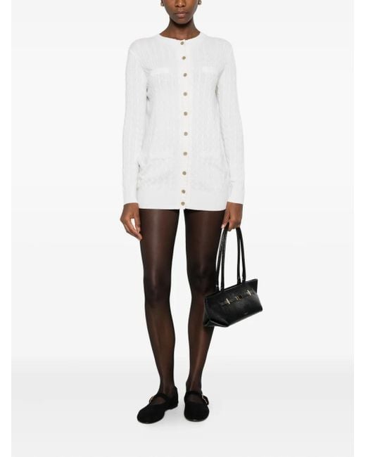 Lisa Yang White Cable-Knit Button Cardigan