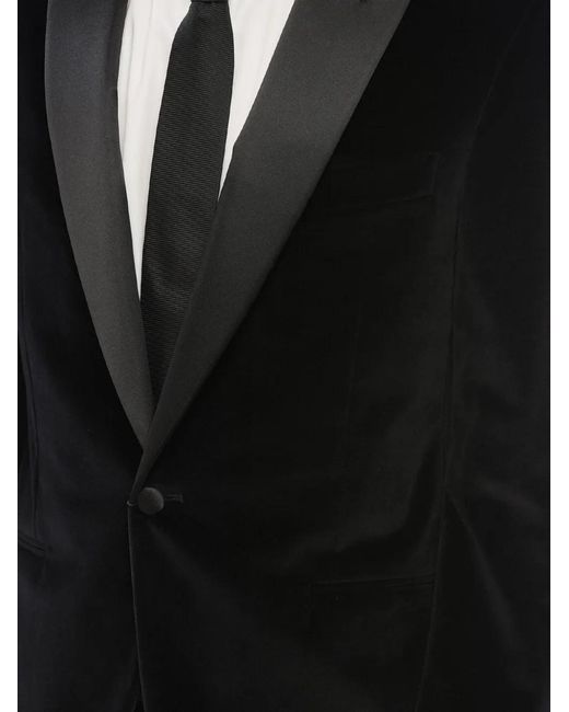 Corneliani Black Velvet Peak-Lapel Blazer for men