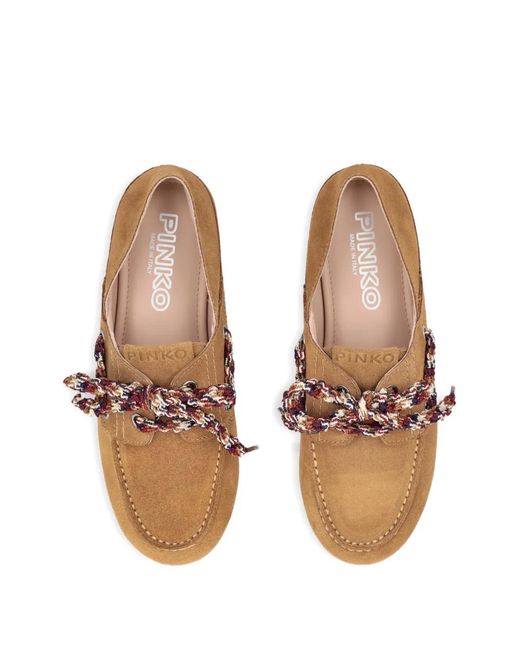 Pinko Brown Suede Moccasins With Multicoloulaces