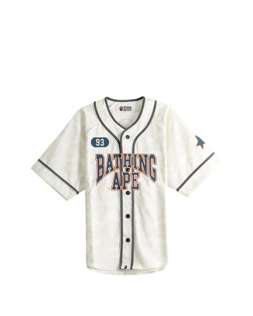 A Bathing Ape White Logo-Patch Camouflage-Jacquard Shirt for men