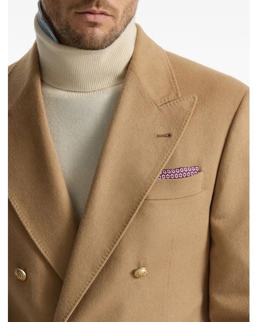Brunello Cucinelli Purple Silk Geometric-Pattern Pocket Square for men