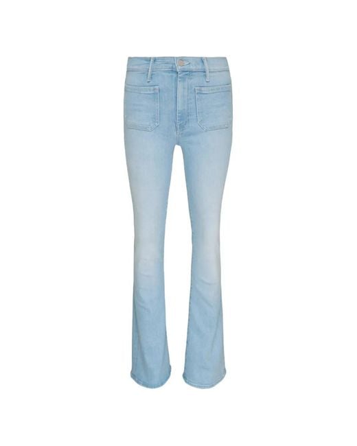 Mother Blue Weekender Patch-Pocket Jeans