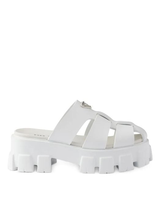 Prada White Monolith Sandals