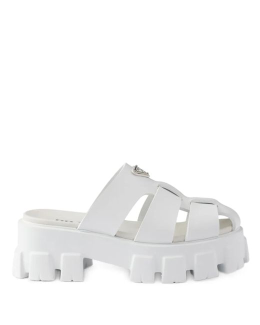 Prada White Monolith Sandals