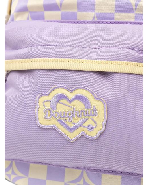Doughnut White Mini Plus One Kaleido Checkerboard-Print Logo-Patch Backpack