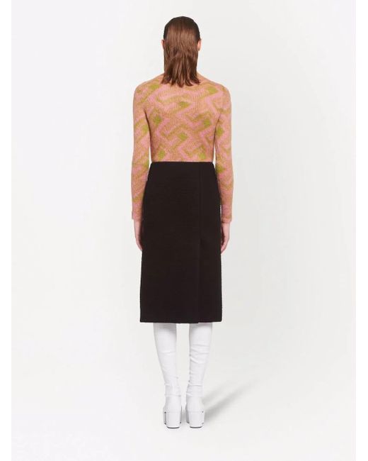 Prada Midi-Rok Met Knoopdetail in het Black
