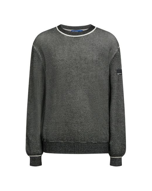 Karl Lagerfeld Gray Logo-Patch Waffle-Knit Sweater for men