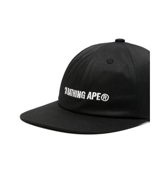 A Bathing Ape Black Logo Panel Cap M for men