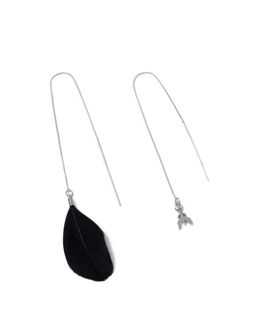 Patrizia Pepe White Fly-Motif Feather-Pendant Earrings