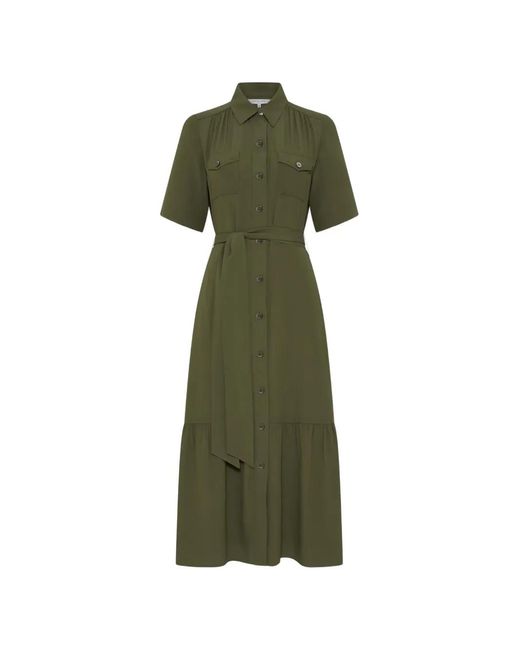 Gerard Darel Green Raina Belted Shirt Midi Dress