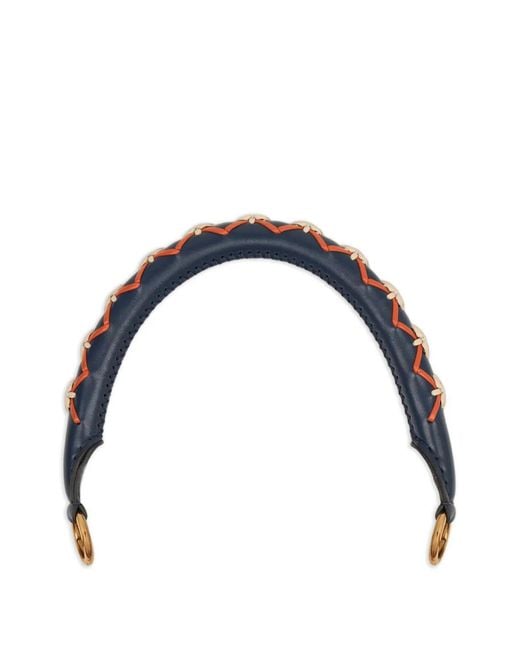 Etro Blue Leather Bag Handle With Threading