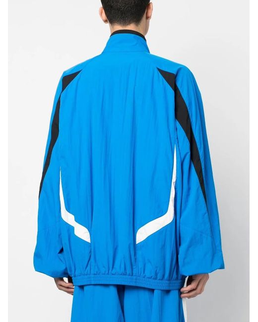 Balenciaga Blue Logo-Embroidered Track Jacket for men