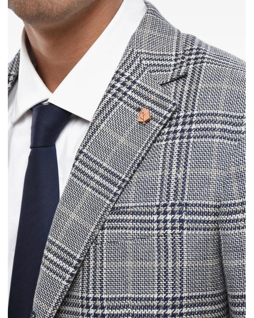 Corneliani Gray Circle Checked Single-Breasted Blazer for men