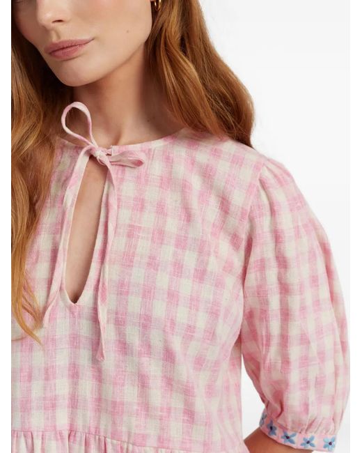Chinti & Parker Pink Gingham-Pattern Maxi Dress