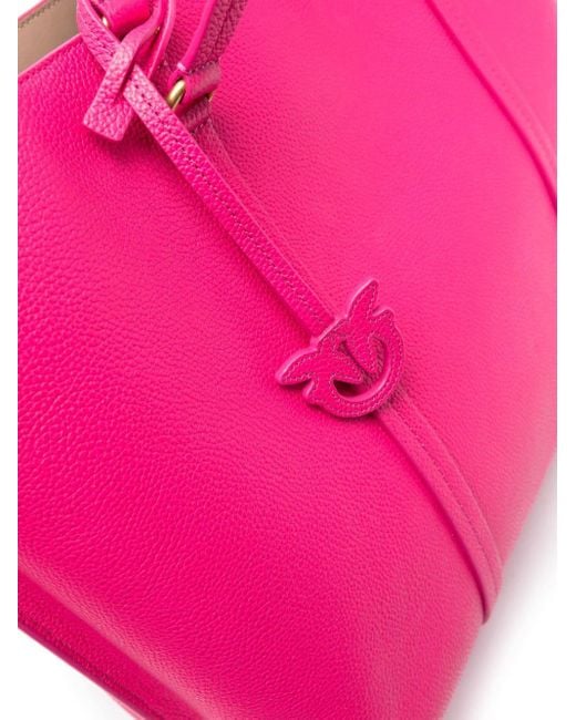 Pinko Pink Love Birds Leather Tote Bag