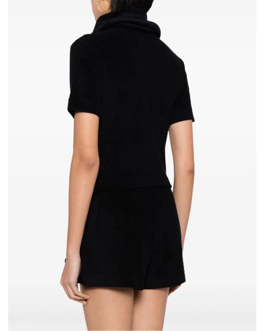 Patou Black Half-Zip Terrycloth Polo Shirt