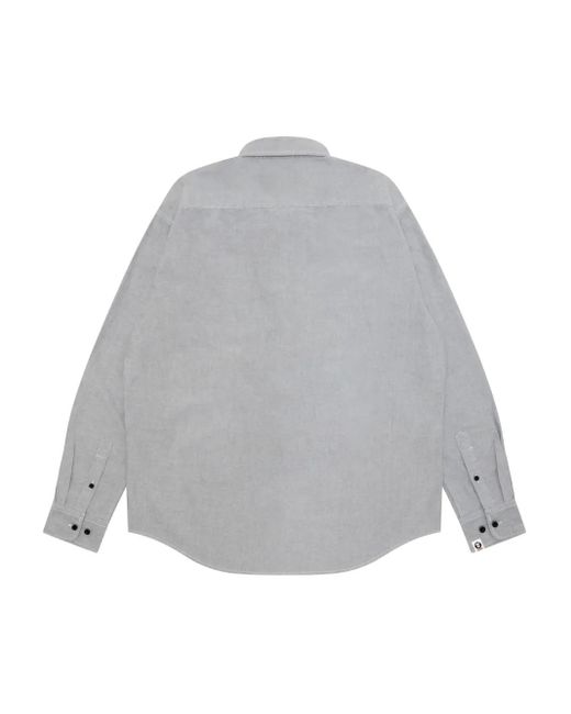 Aape By A Bathing Ape Gray Logo-Embroidered Button-Down Shirt for men