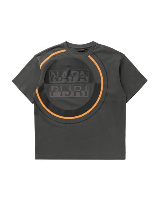 Napapijri Gray Logo-Print T-Shirt for men