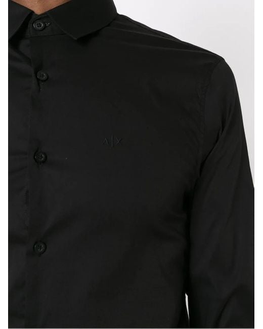 ARMANI EXCHANGE Black Button-Front Shirt for men