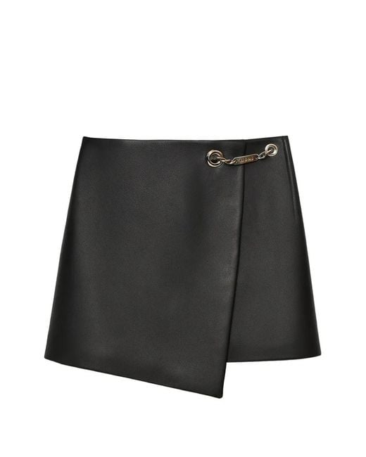 John Richmond Black Chain-Detail Leather Shorts