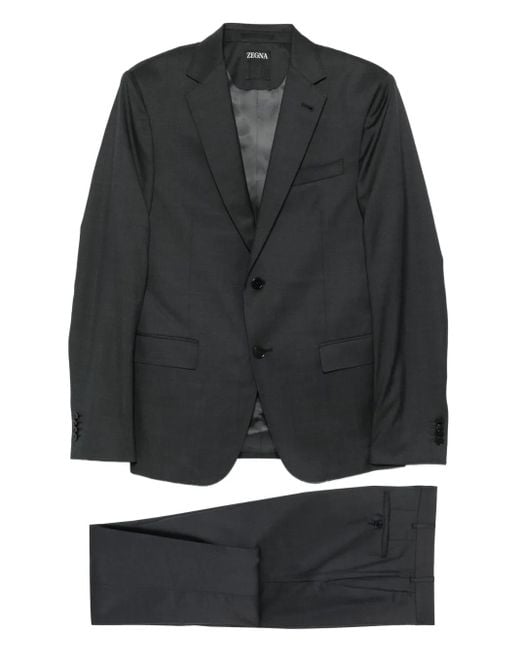 Zegna Black Three-Button Suit for men