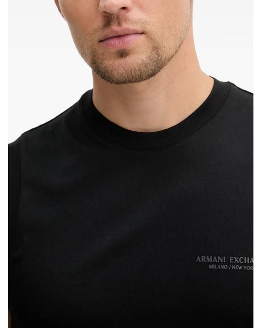 ARMANI EXCHANGE Black Logo-Print Sleeveless T-Shirt for men