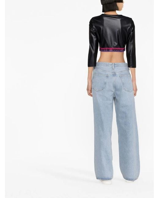 Versace Jeans Couture Cropped Top in het Black