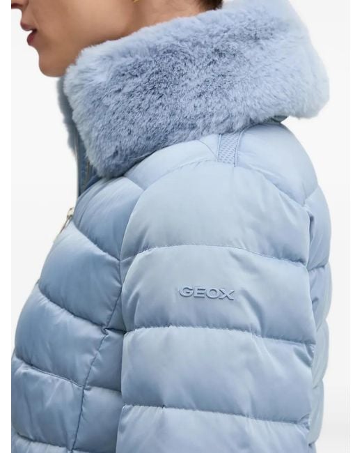 Geox Blue Bettanie Texture-Trim Quilted Jacket