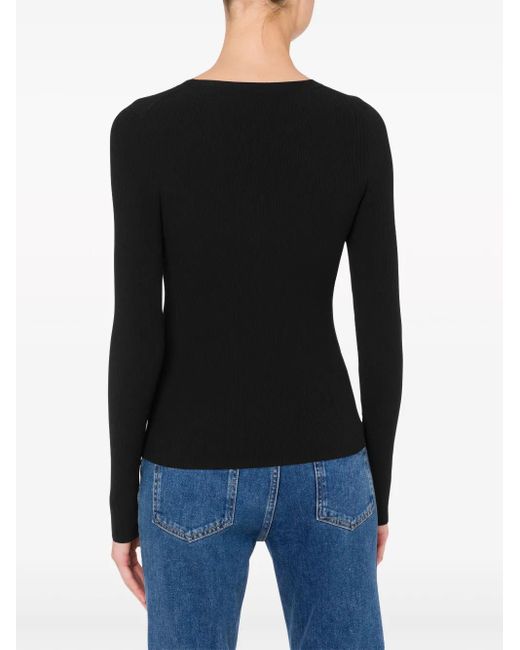 Moschino Black Logo-Print Ribbed Top