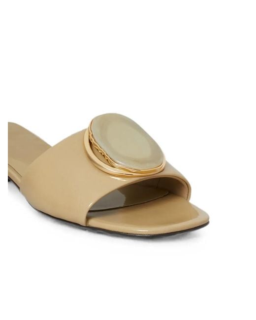 Tory Burch Natural Patos Heeled Slides
