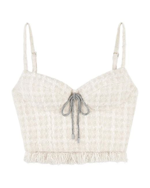Area White Tweed-Texture Top