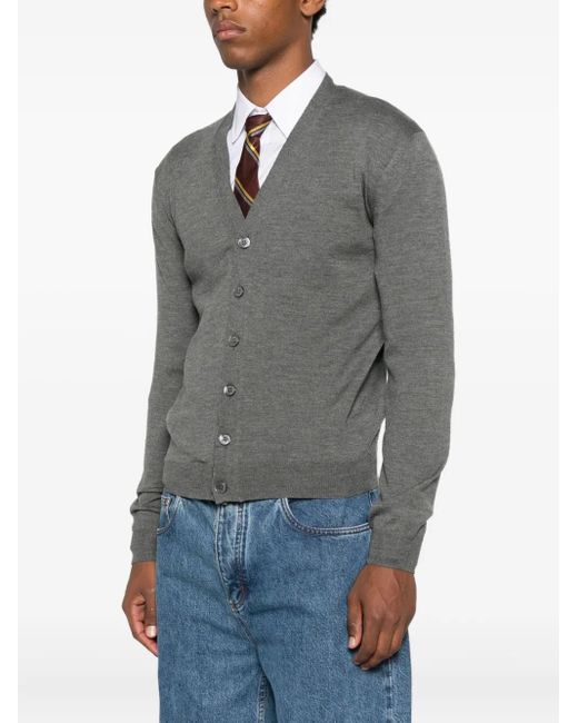 Gucci Gray Button-Front V-Neck Cardigan for men